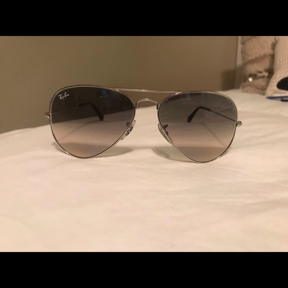 RayBan Aviators, Silver frame/gradient lens